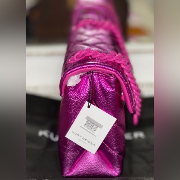 KURT GEIGER LONDON Kensington Drench Magenta Leather Shoulder Bag - Picture 4 of 9